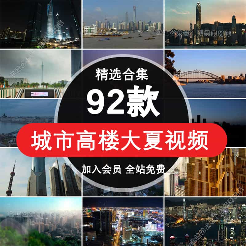 高清城市建筑高楼大厦繁华都市实景航拍短片视频素材【015期】