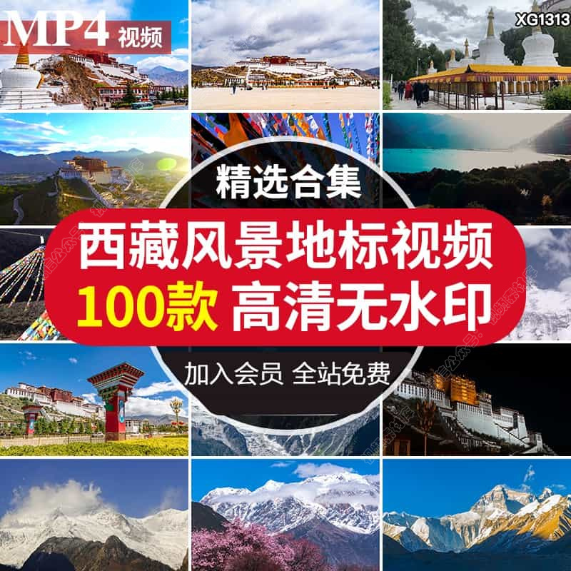 西藏自然风景色人文青藏高原雪山川建筑地标航拍延时视频素材