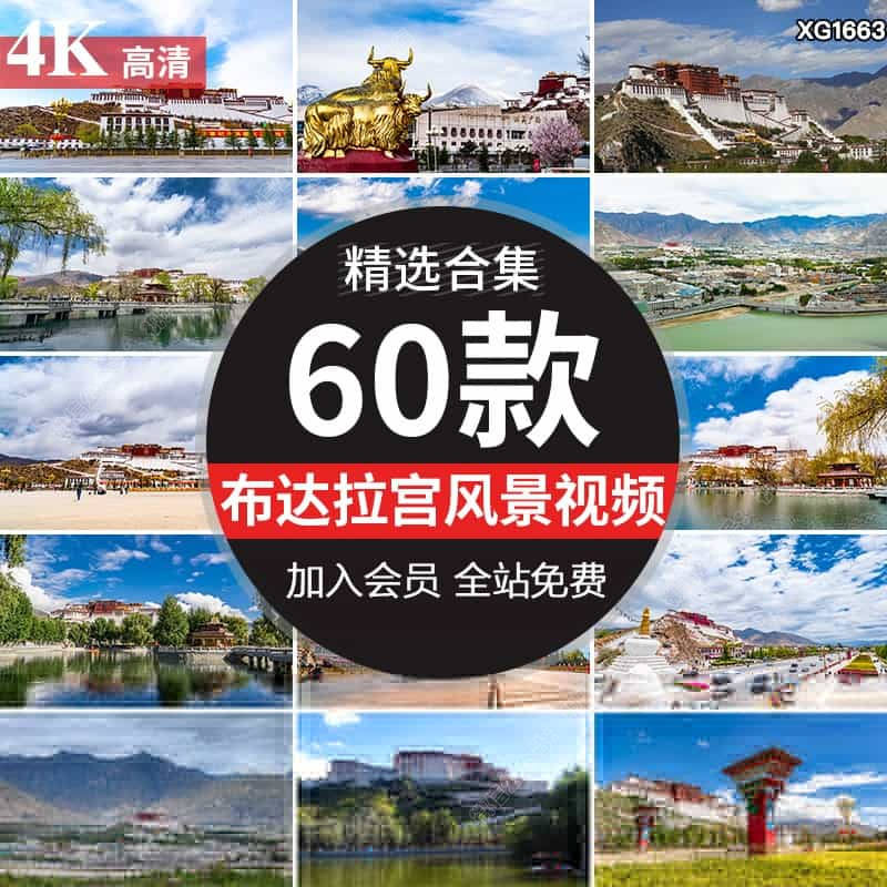 4K西藏布达拉宫拉萨自然风光旅游风景点雪山人文航拍延时视频素材