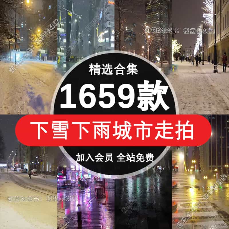夜景城市街道走拍下雪雨人车流情感伤感音乐号短视频高清竖屏素材【244期】