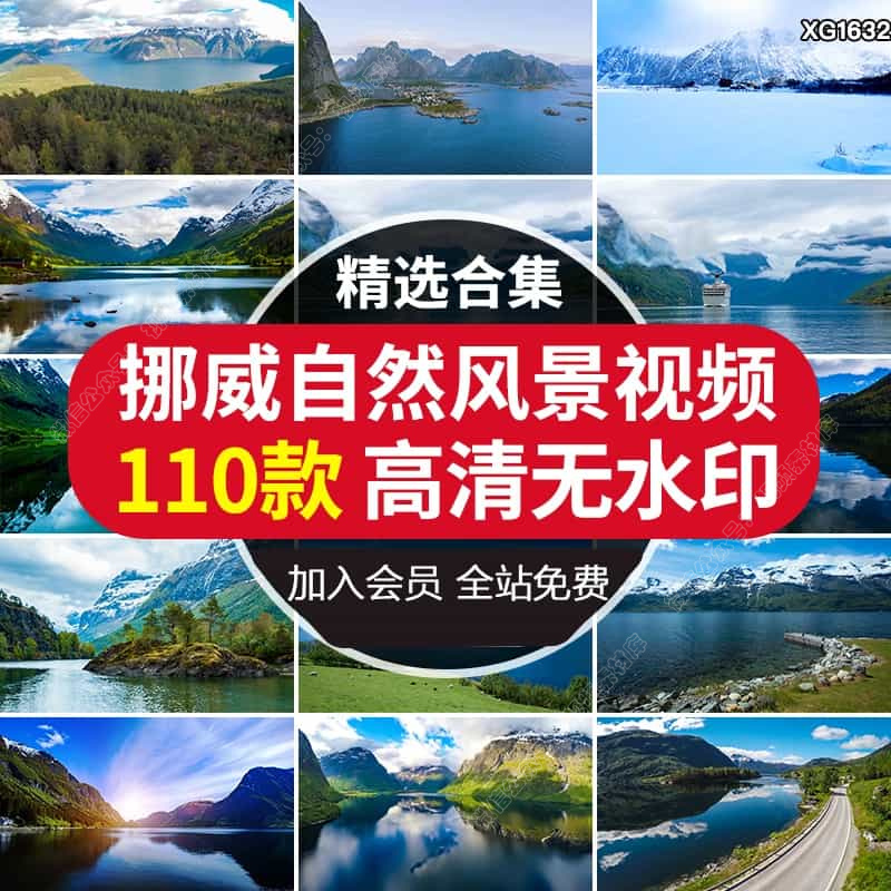 挪威湖水自然风景风光雪山湖泊山脉大气意境河山高清实拍视频素材