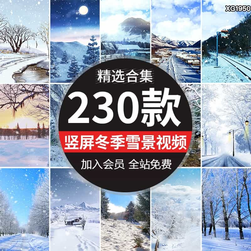 竖屏冬季雪景下雪花冬天风景抖音间绿幕虚拟背景剪辑视频素材