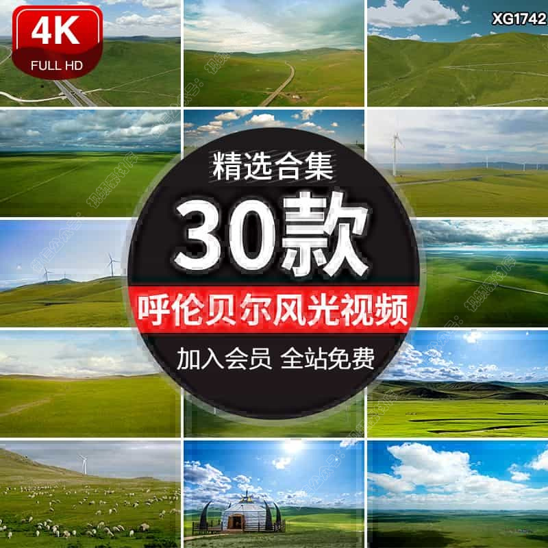 内蒙古呼伦贝尔蓝天白云大草原航拍旅游风光羊群蒙古包短视频素材