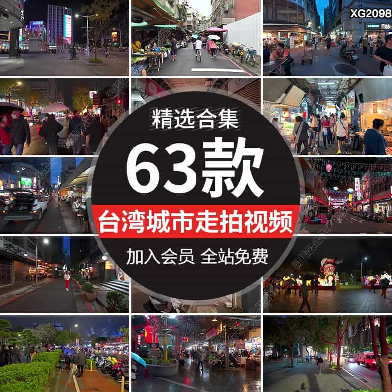 台湾台北城市走拍街道街头人流车流夜景夜晚白天漫步剪辑视频素材