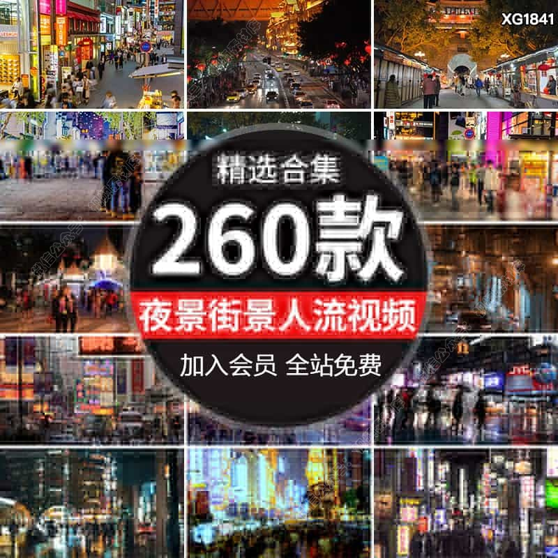 唯美城市夜景夜市人物人流行人车流街景情感励志自媒体短视频素材