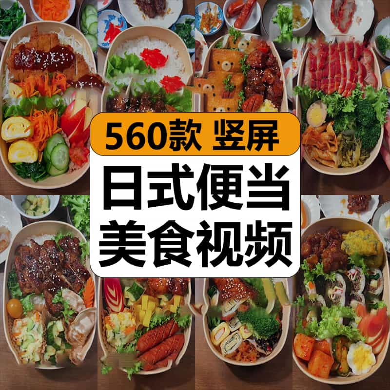 日式便当盒饭创意摆盘制作小清新美食解压短视频高清小说推文素材