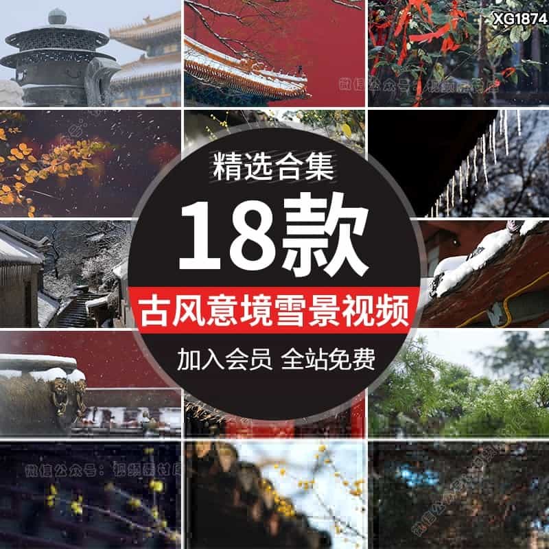 古风下雪意境雪景禅意冬天唯美雪花飘雪飘落空镜头实拍短视频素材