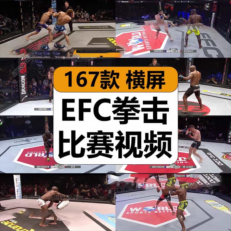 国外EFC打拳击格斗比赛六角笼搏击体育运动中视频计划解说长素材