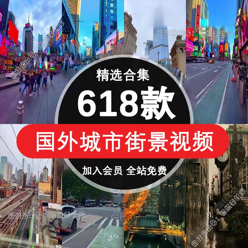 国外城市街道走拍唯美绚丽街头风景人车流高清短视频竖屏剪辑素材